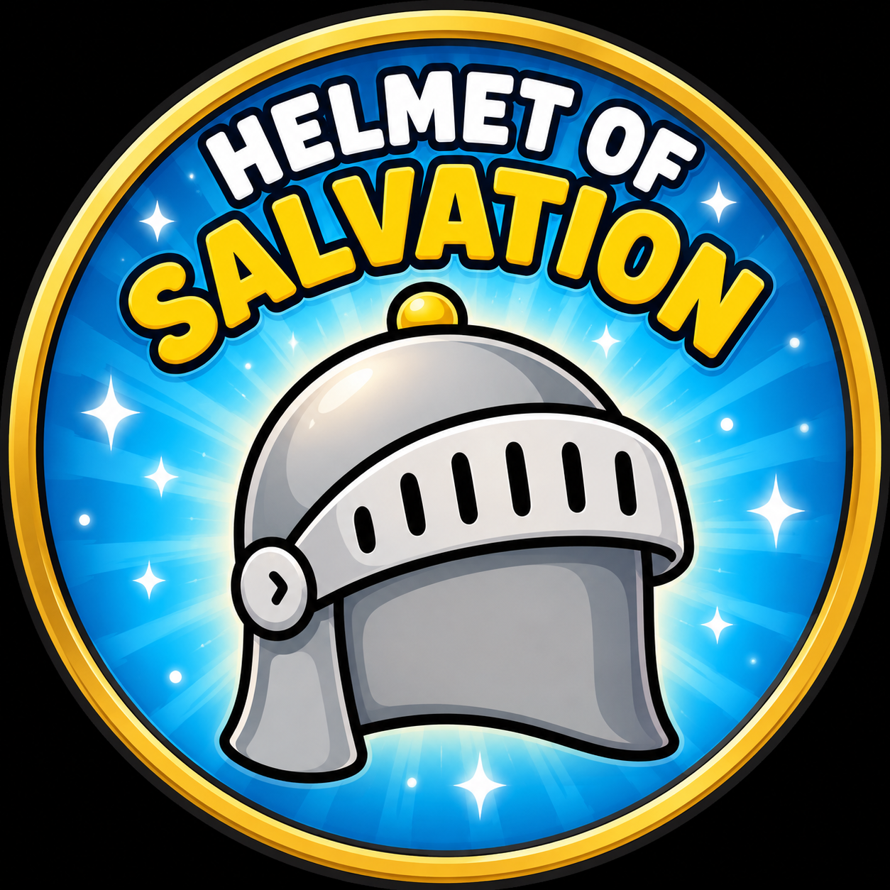 Armor of God kids magnet — Helmet of Salvation, a golden helmet on navy with Ephesians 6:17