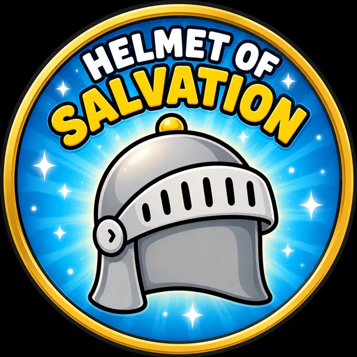 Armor of God kids magnet — Helmet of Salvation, a golden helmet on navy with Ephesians 6:17