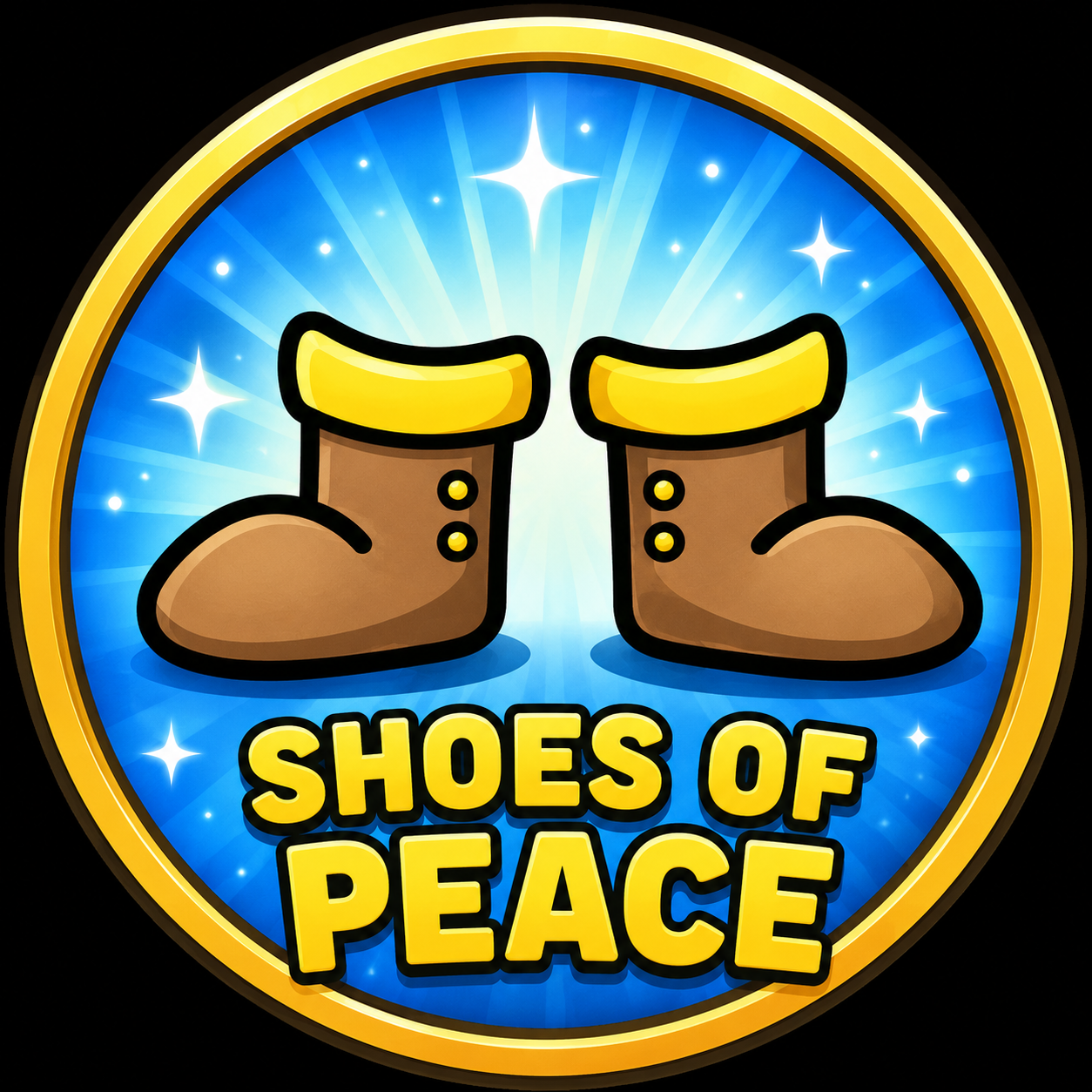 Armor of God kids magnet — Shoes of the Gospel of Peace, golden sandals on navy with Ephesians 6:15