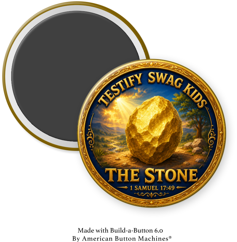 Kids Like David magnet — a golden stone in a valley, The Stone, 1 Samuel 17:49
