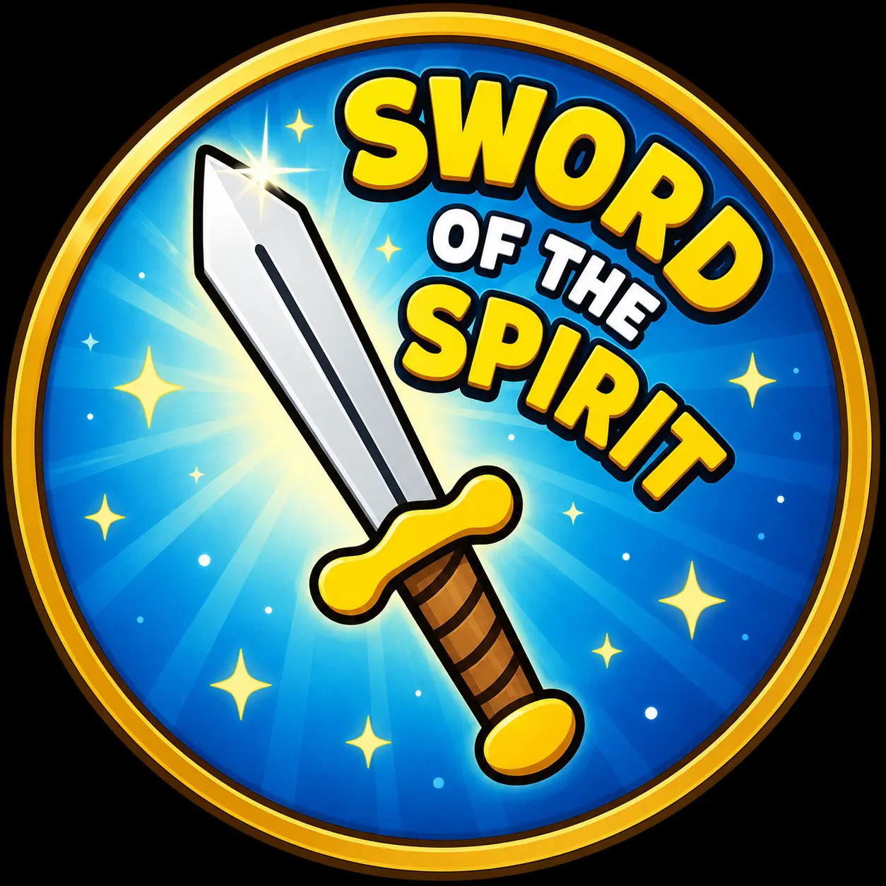 Armor of God kids magnet — Sword of the Spirit, a golden sword on navy with Ephesians 6:17