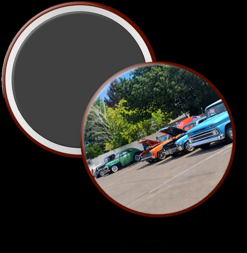 Custom photo magnet of classic cars at a Yakima Valley car show